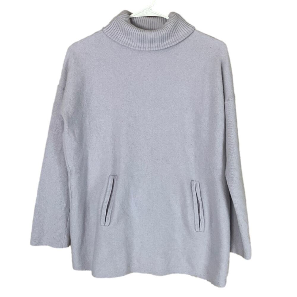 Mila Owen Wool Cashmere Turtleneck Sweater Pocket Lavender Purple Size Small